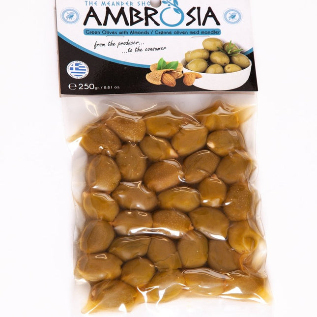 Green Olives with Almonds 250 - 1kg - The Meander Shop